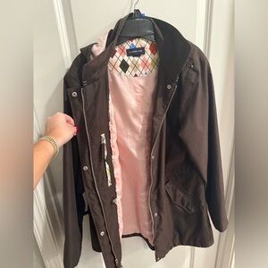 Lands' End Multicolor Argyle Lining Rain Jacket